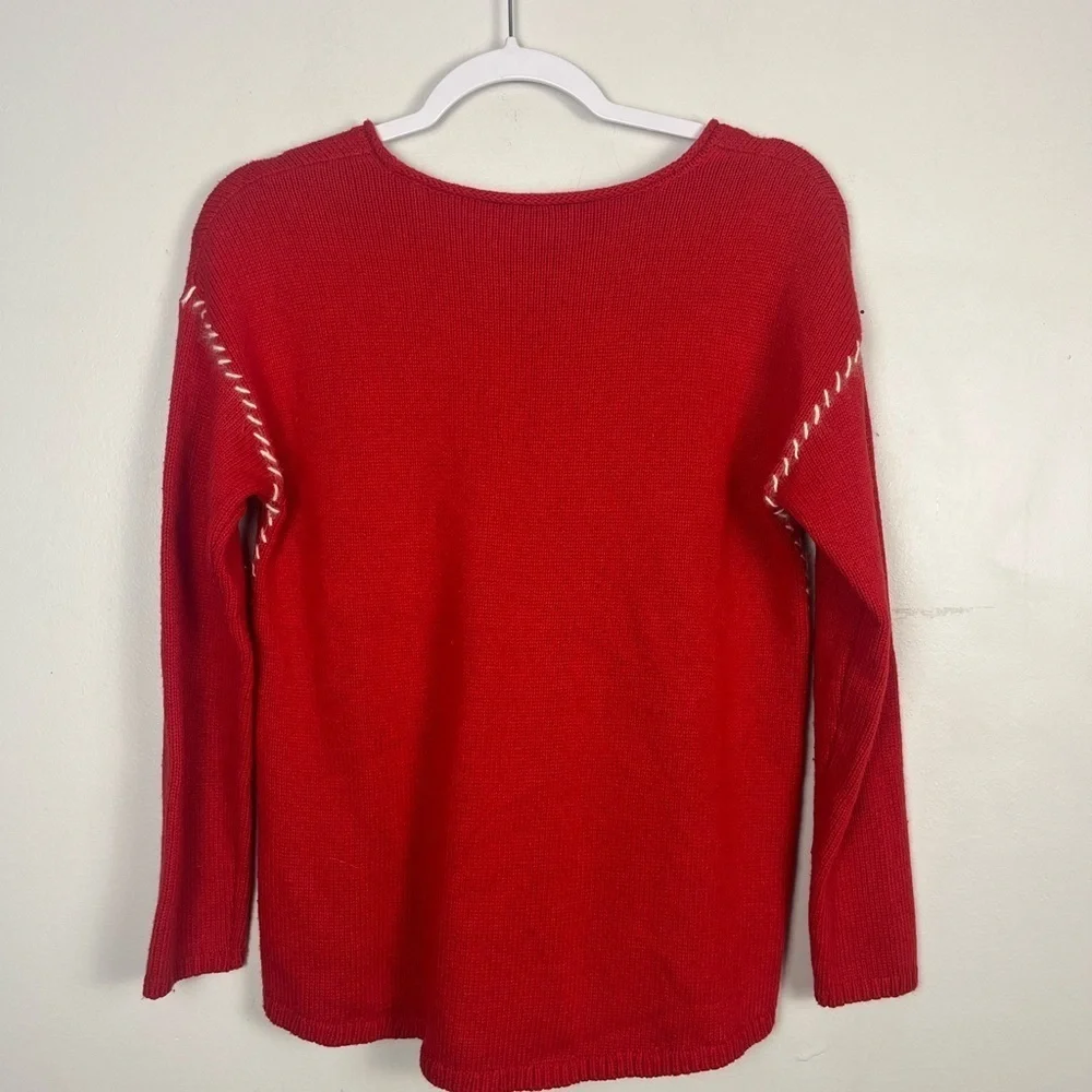 J. Jill Women’s Size Medium Red Holiday Christmas Reindeer wool Sweater XS Peti